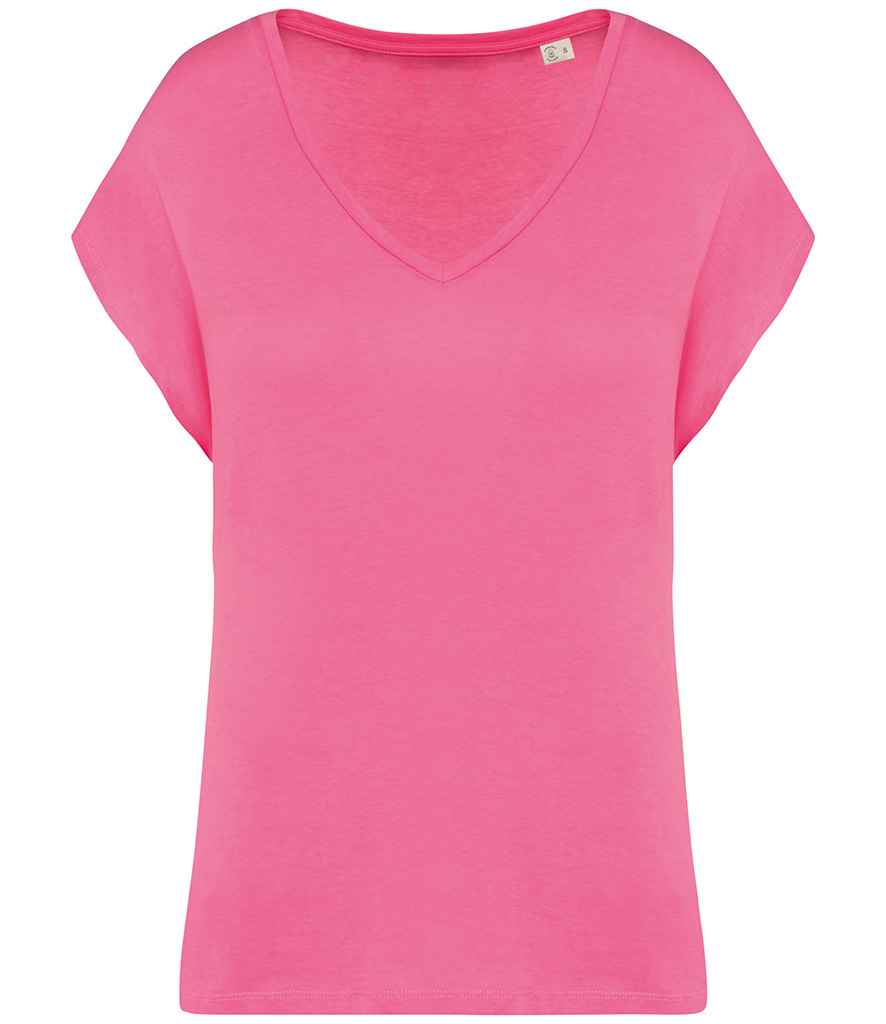 Native Spirit Ladies Oversized V Neck T-Shirt in Candy Rose
