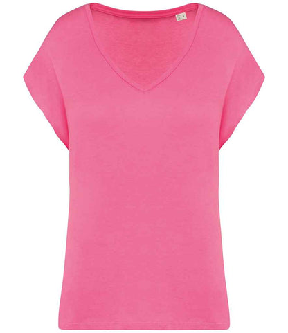 Native Spirit Ladies Oversized V Neck T-Shirt in Candy Rose