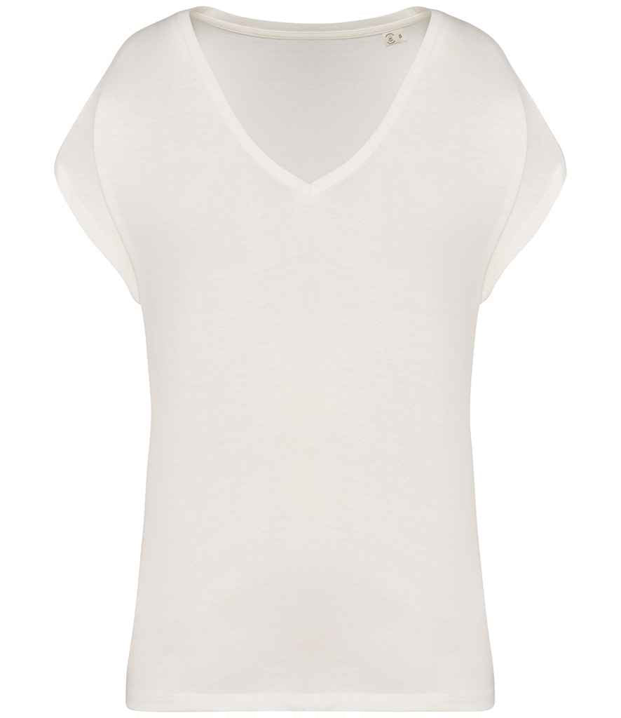 Native Spirit Ladies Oversized V Neck T-Shirt in Ivory
