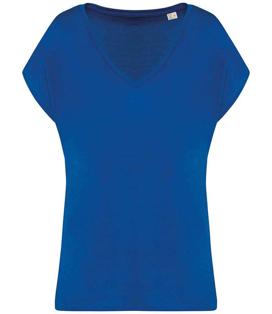 Native Spirit Ladies Oversized V Neck T-Shirt in Sea Blue