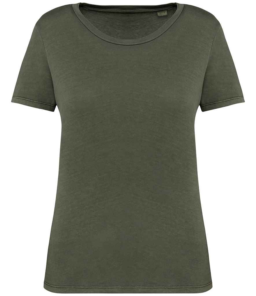 Native Spirit Ladies Faded T-Shirt in Washed Organic Khaki