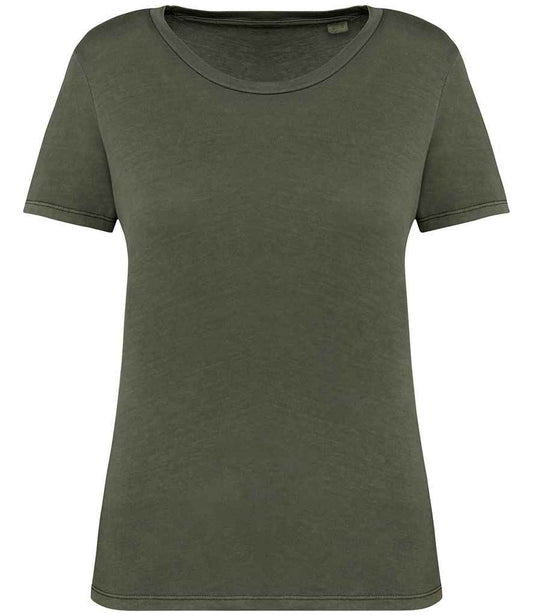 Native Spirit Ladies Faded T-Shirt in Washed Organic Khaki
