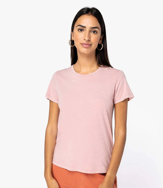 Native Spirit Ladies Faded T-Shirt - Washed Petal Rose - Model