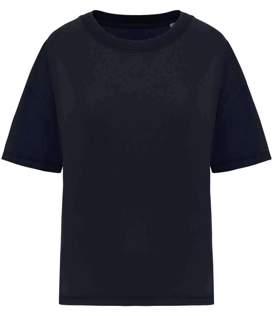 Native Spirit Ladies Oversize Washed Effect T-Shirt in Washed Navy