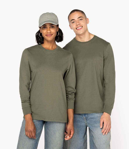 Native Spirit Unisex Crew Neck Long Sleeve T-Shirt - Organic Khaki