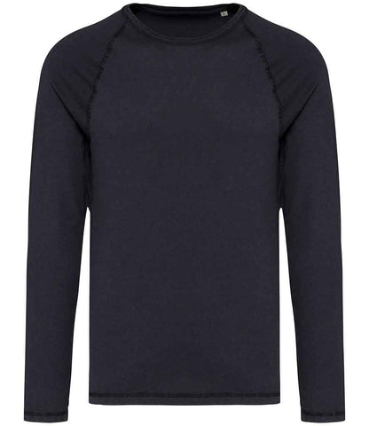 Native Spirit Raglan Long Sleeve Washed T-Shirt in Washed Coal Grey