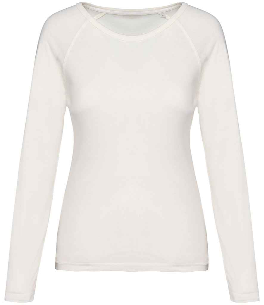 Native Spirit Ladies Raglan Long Sleeve Washed T-Shirt in Washed Ivory