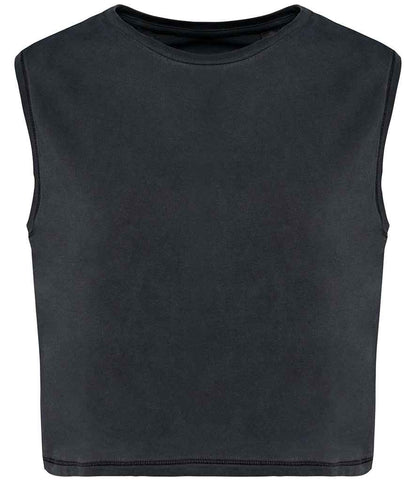 Native Spirit Ladies Cropped Tank Top in Washed Coal Grey