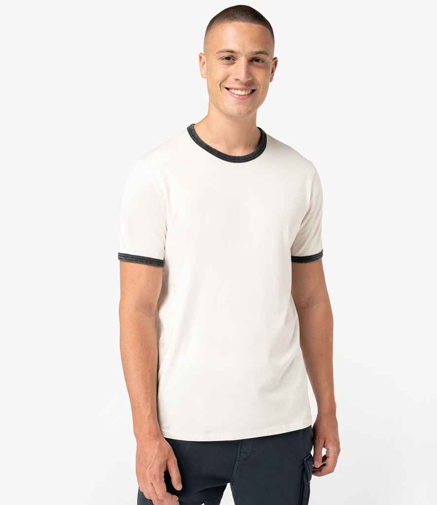 Native Spirit Ringer T-Shirt - Ivory/Washed Black