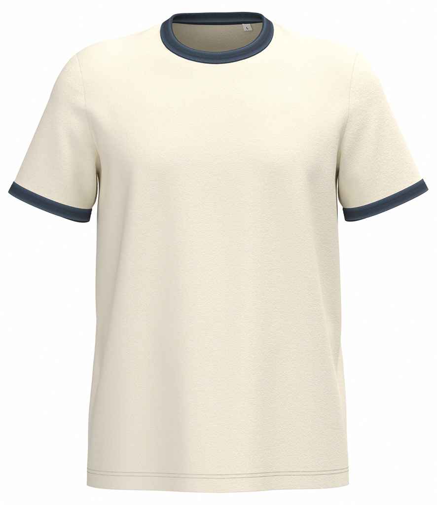 Native Spirit Ringer T-Shirt in Ivory/Washed Navy
