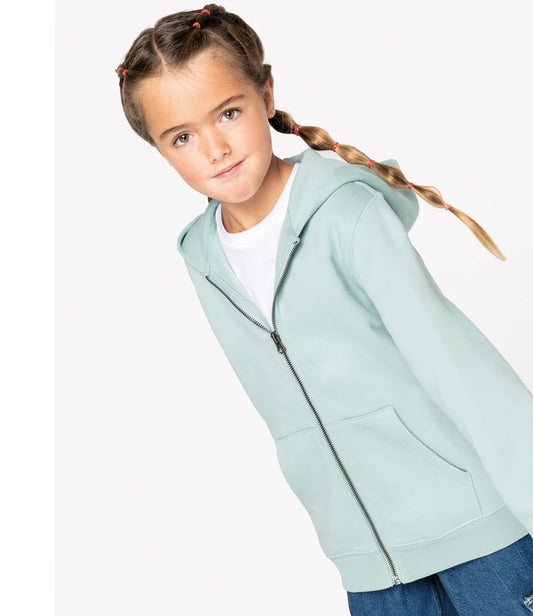 Native Spirit Kids Full Zip Hoodie - Jade Green - Model