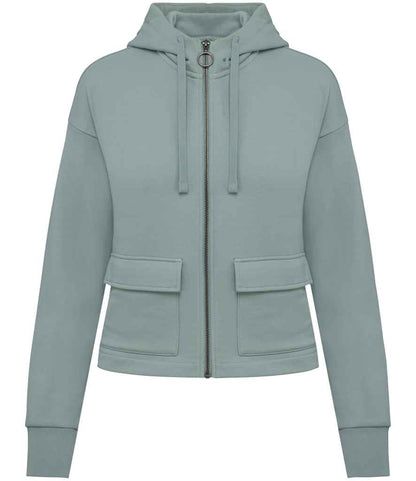 Native Spirit Ladies Full Zip Hooded Sweatshirt in Jade Green