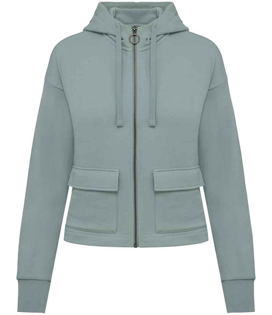 Native Spirit Ladies Full Zip Hooded Sweatshirt in Jade Green