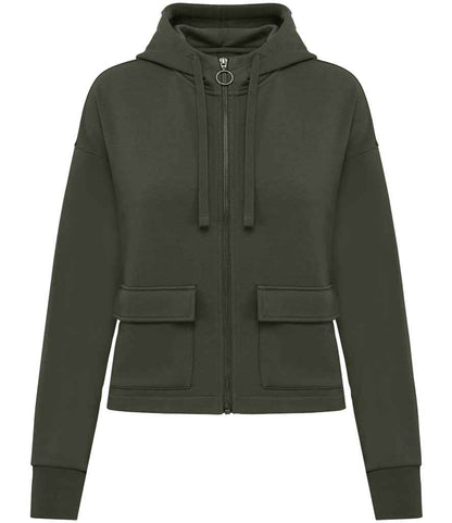 Native Spirit Ladies Full Zip Hooded Sweatshirt in Organic Khaki