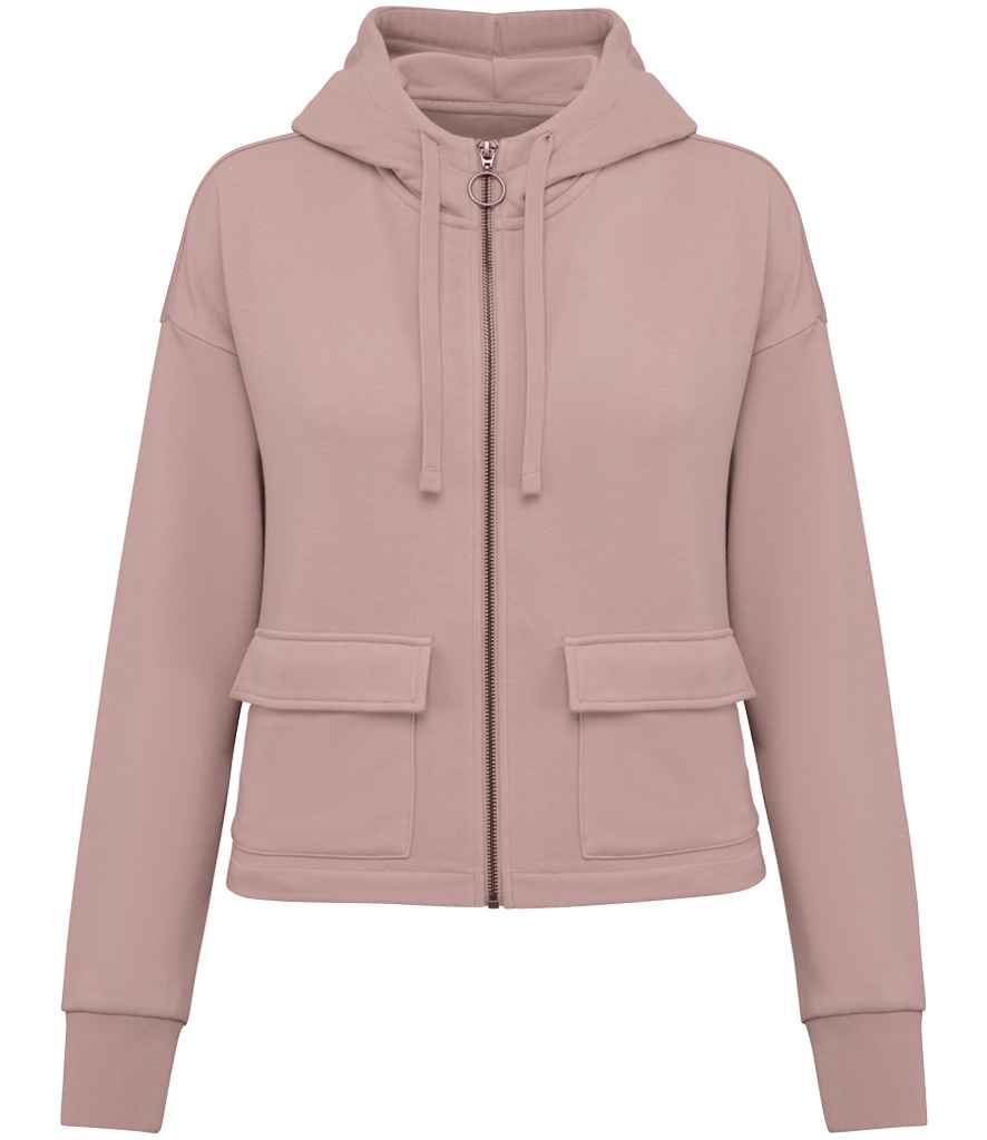 Native Spirit Ladies Full Zip Hooded Sweatshirt in Petal Rose