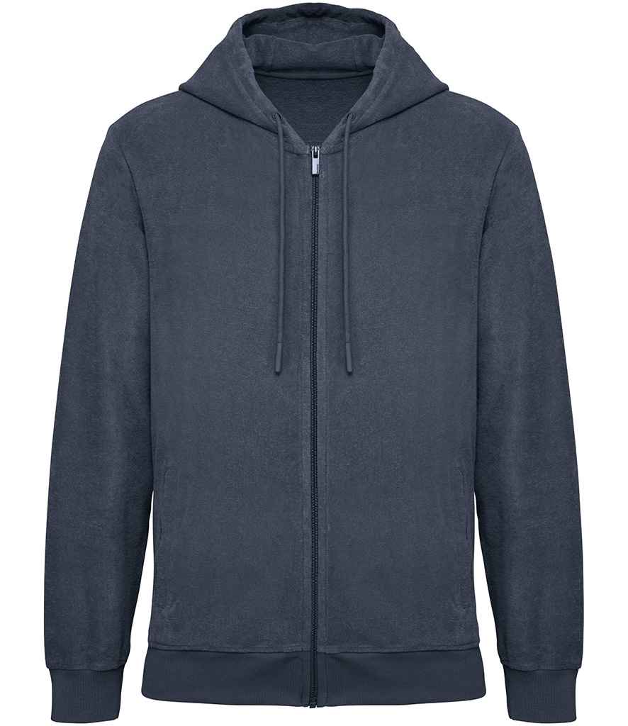 Native Spirit Terry Towel Full Zip Hooded Sweatshirt in Navy
