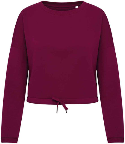 Native Spirit Ladies Oversized Cropped Sweatshirt in Cherry Purple