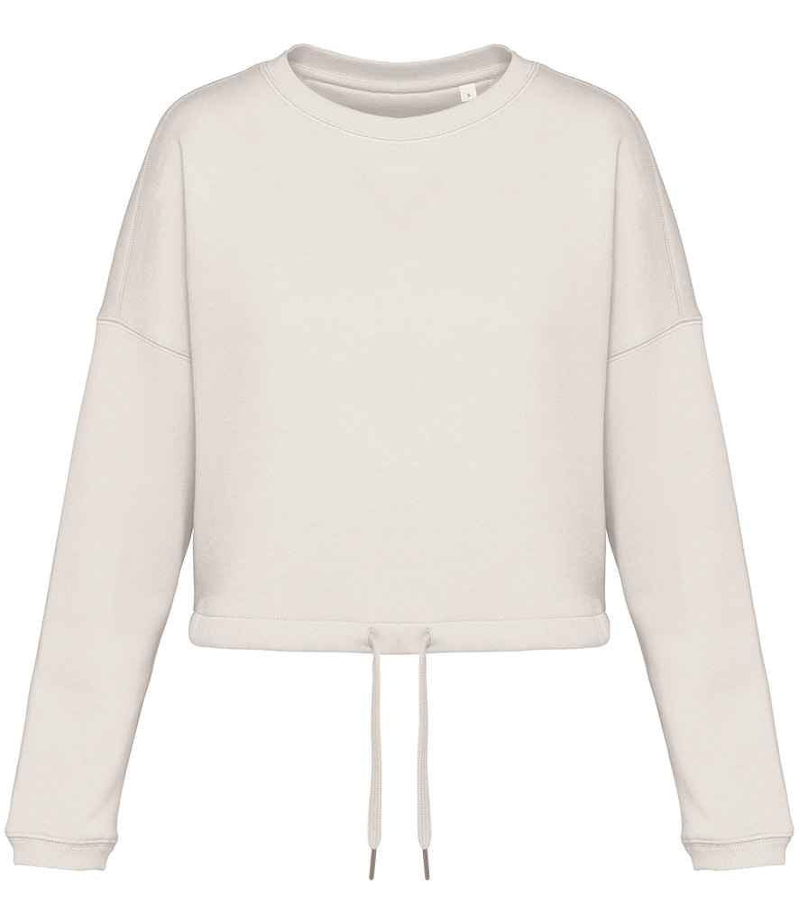 Native Spirit Ladies Oversized Cropped Sweatshirt in Ivory