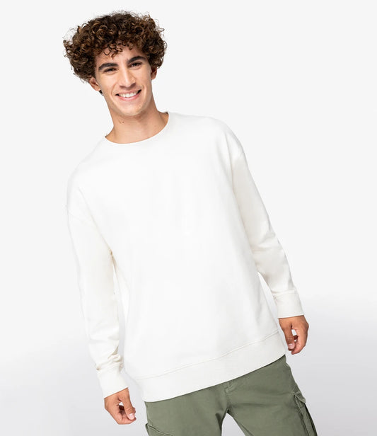 Native Spirit Unisex French Terry Crew Neck Sweatshirt - Ivory - Model