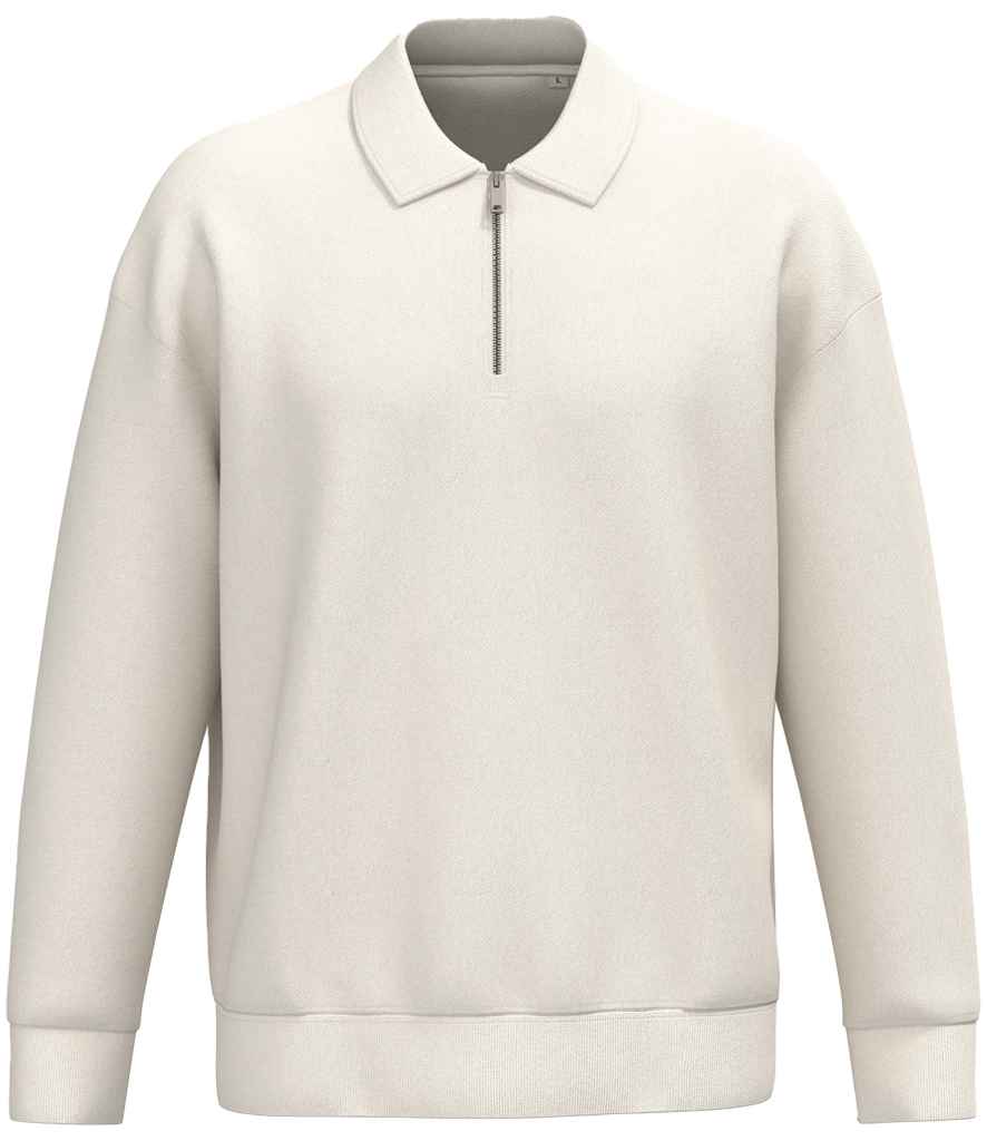 Native Spirit Unisex 1/4 Zip Sweatshirt with Polo Collar in Ivory