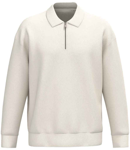 Native Spirit Unisex 1/4 Zip Sweatshirt with Polo Collar in Ivory
