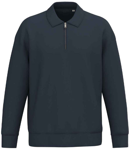 Native Spirit Unisex 1/4 Zip Sweatshirt with Polo Collar in Navy