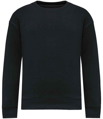 Native Spirit Kids Oversized Round Neck Sweatshirt in Black