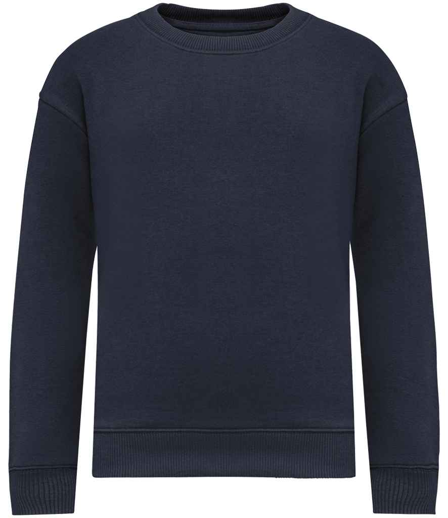 Native Spirit Kids Oversized Round Neck Sweatshirt in Navy