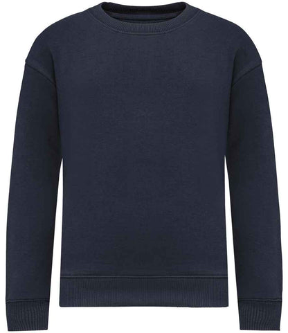 Native Spirit Kids Oversized Round Neck Sweatshirt in Navy