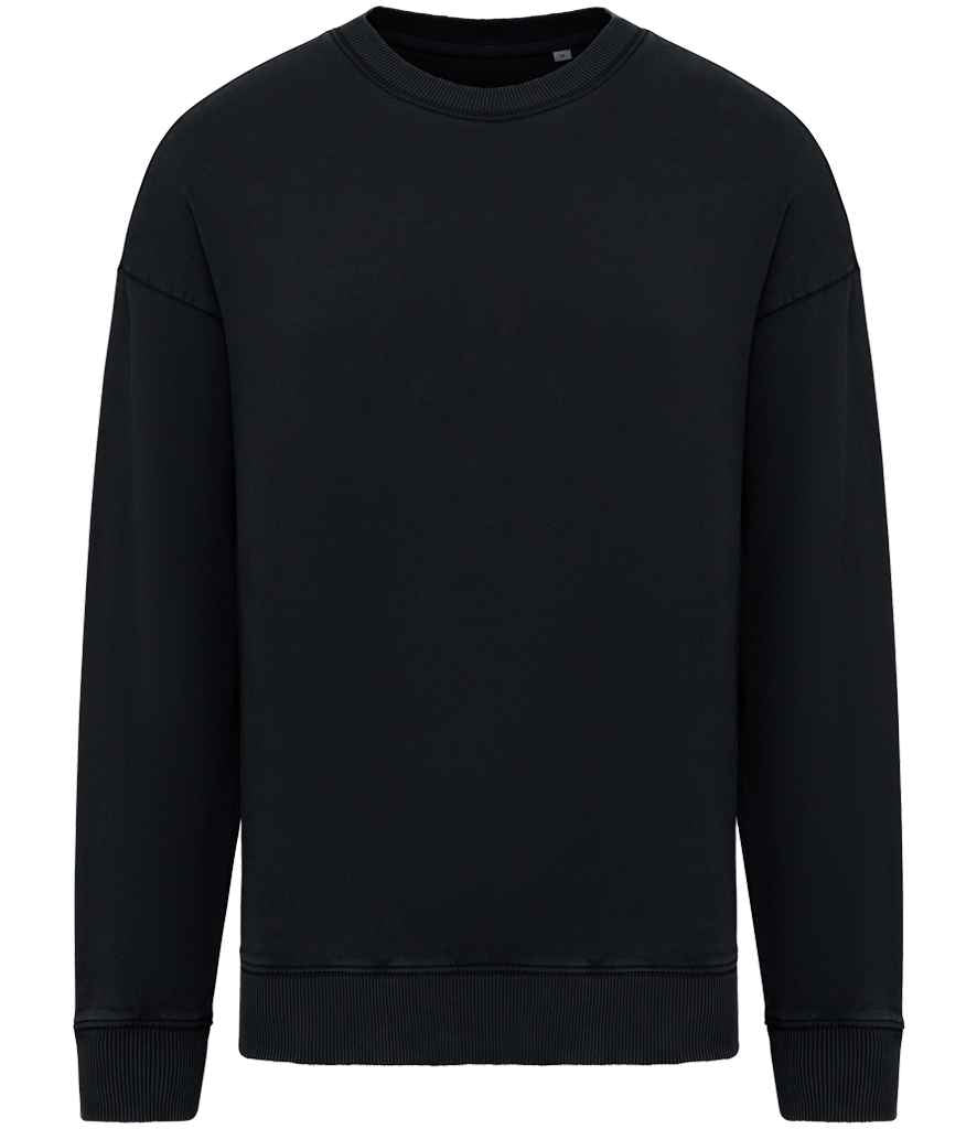 Native Spirit Unisex Washed Effect Oversize Sweatshirt in Washed Black