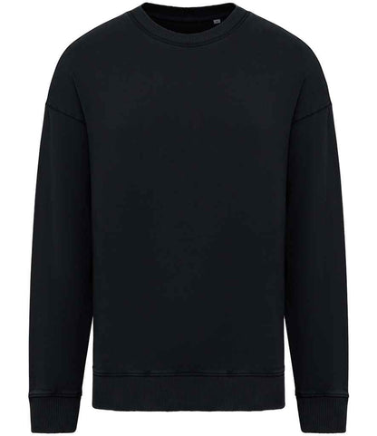 Native Spirit Unisex Washed Effect Oversize Sweatshirt in Washed Black