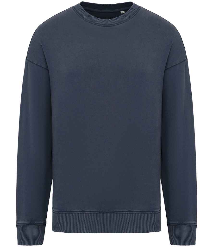 Native Spirit Unisex Washed Effect Oversize Sweatshirt in Washed Navy