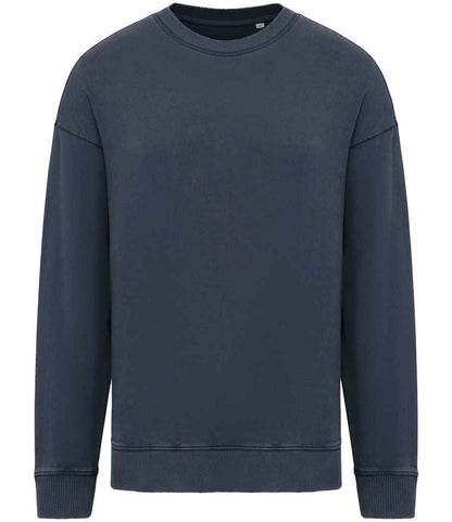 Native Spirit Unisex Washed Effect Oversize Sweatshirt in Washed Navy