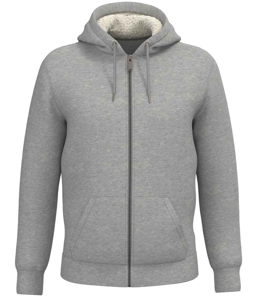 Native Spirit Unisex Sherpa lined Full Zip Sweatshirt in Moon Grey Heather