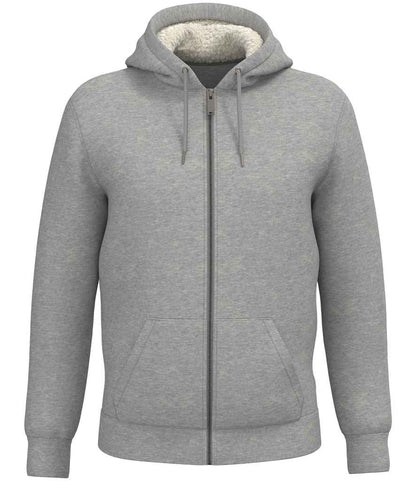 Native Spirit Unisex Sherpa lined Full Zip Sweatshirt in Moon Grey Heather