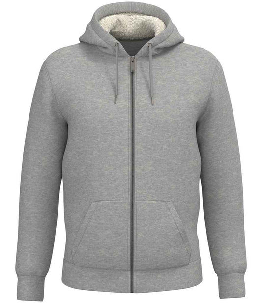 Native Spirit Unisex Sherpa lined Full Zip Sweatshirt in Moon Grey Heather