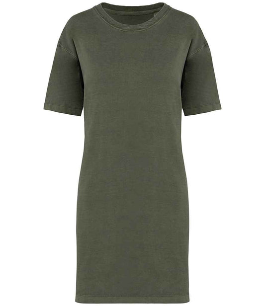 Native Spirit Ladies T-Shirt Dress in Washed Organic Khaki