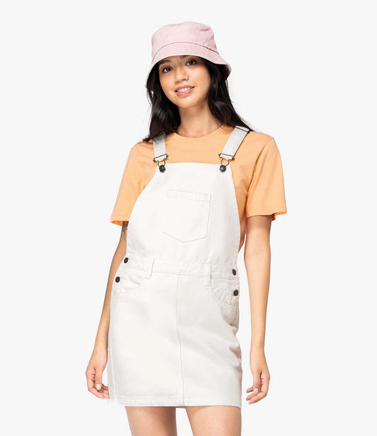 Native Spirit Ladies Dungarees Dress - Ivory - Model