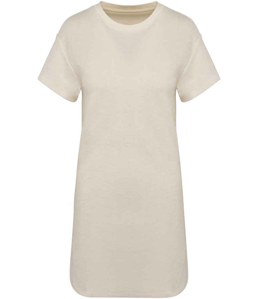 Native Spirit Ladies Terry Towel Dropped Shoulder T-Shirt Dress in Ivory