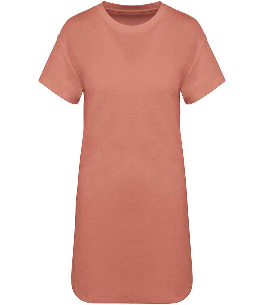 Native Spirit Ladies Terry Towel Dropped Shoulder T-Shirt Dress in Pomelo
