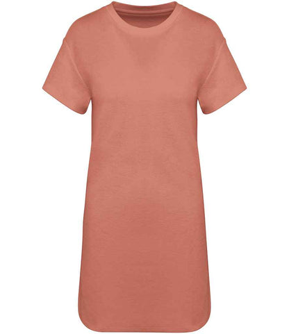 Native Spirit Ladies Terry Towel Dropped Shoulder T-Shirt Dress in Pomelo