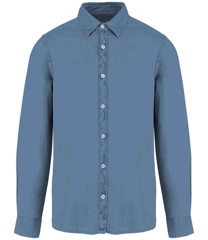 Native Spirit Washed Long Sleeve Shirt in Washed Cool Blue