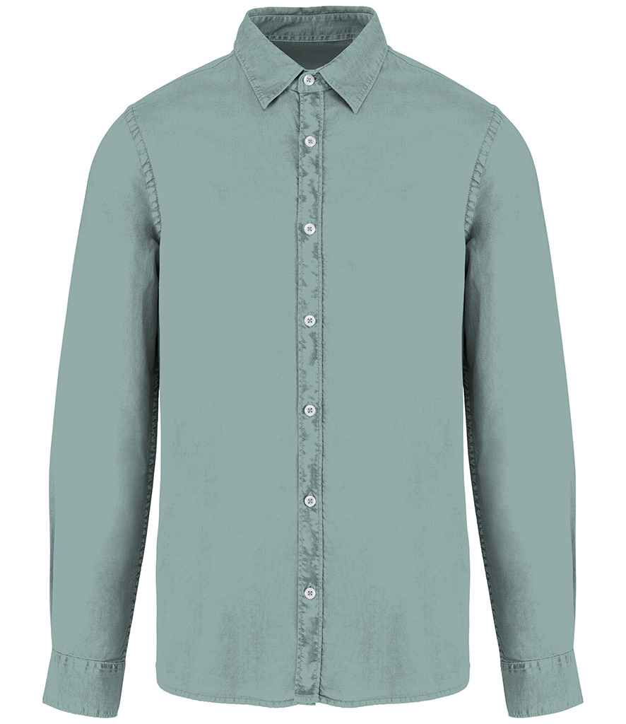 Native Spirit Washed Long Sleeve Shirt in Washed Jade Green