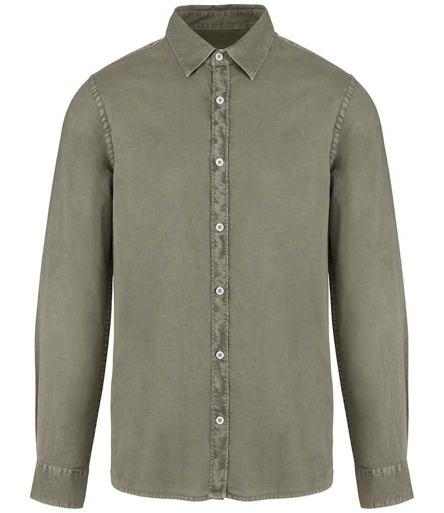 Native Spirit Washed Long Sleeve Shirt in Washed Pale Khaki