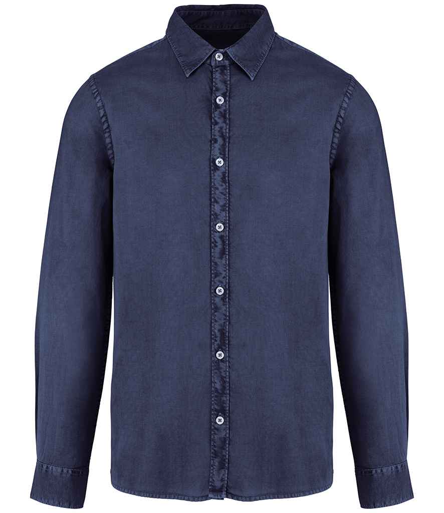 Native Spirit Washed Long Sleeve Shirt in Washed Navy
