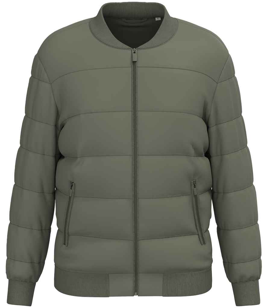 Native Spirit Varsity Collar Padded Jacket in Organic Khaki