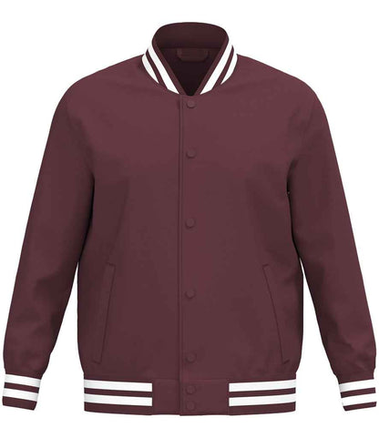 Native Spirit Unisex Varsity Padded Jacket in Dark Cherry