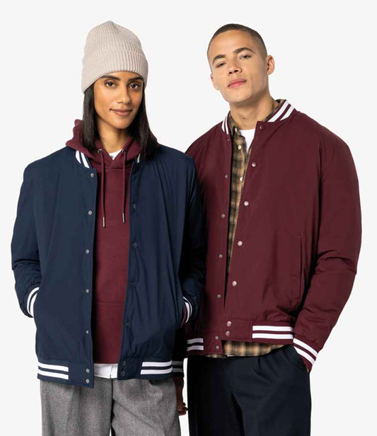 Native Spirit Unisex Varsity Padded Jacket - Dark Cherry - Model