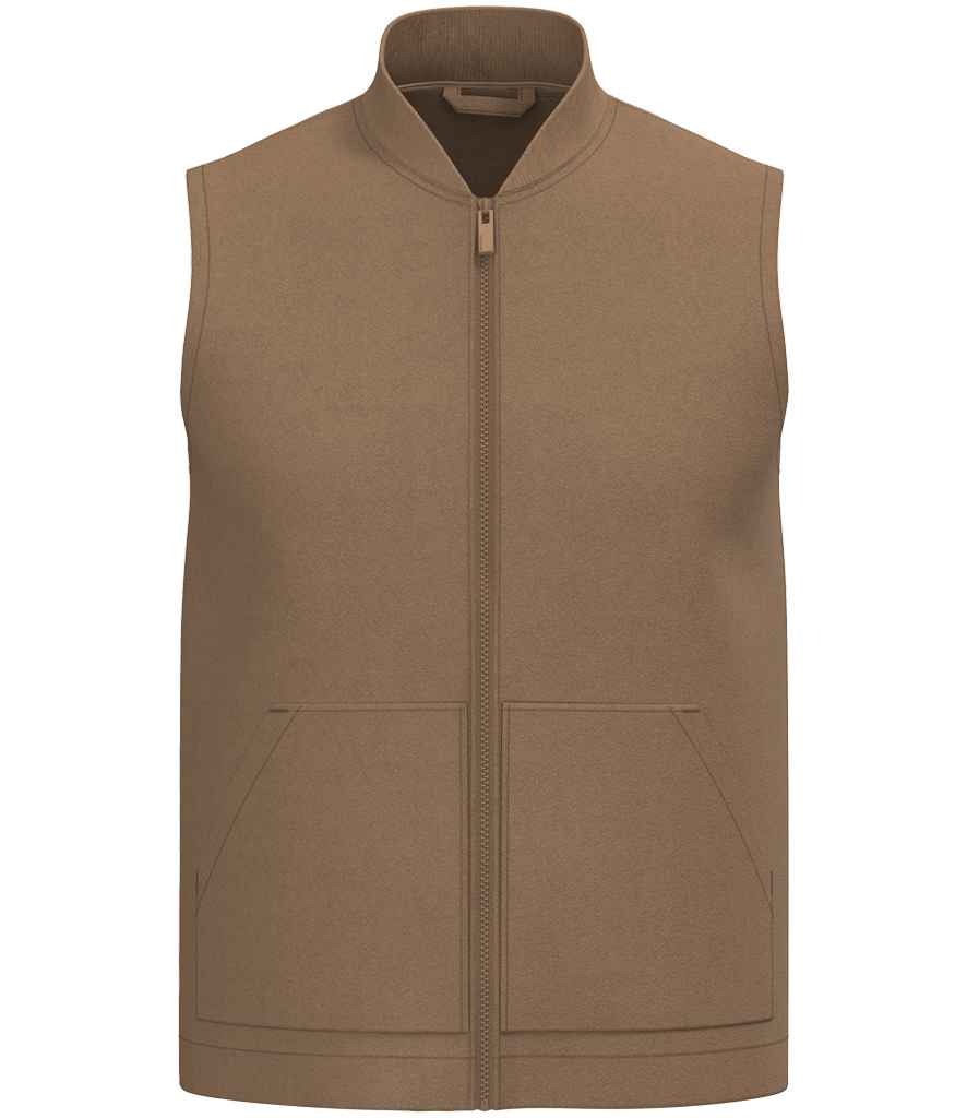 Native Spirit Unisex Twill Bodywarmer with Varsity Collar in Dark Camel