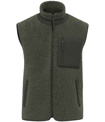 Native Spirit Unisex Sherpa Bodywarmer in Forest Khaki/Dark Khaki